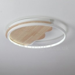 Lampada da soffitto rotonda in legno bianco dimmerabile con nuvola, lampada da soffitto ultrasottile, utilizzabile anche come applique