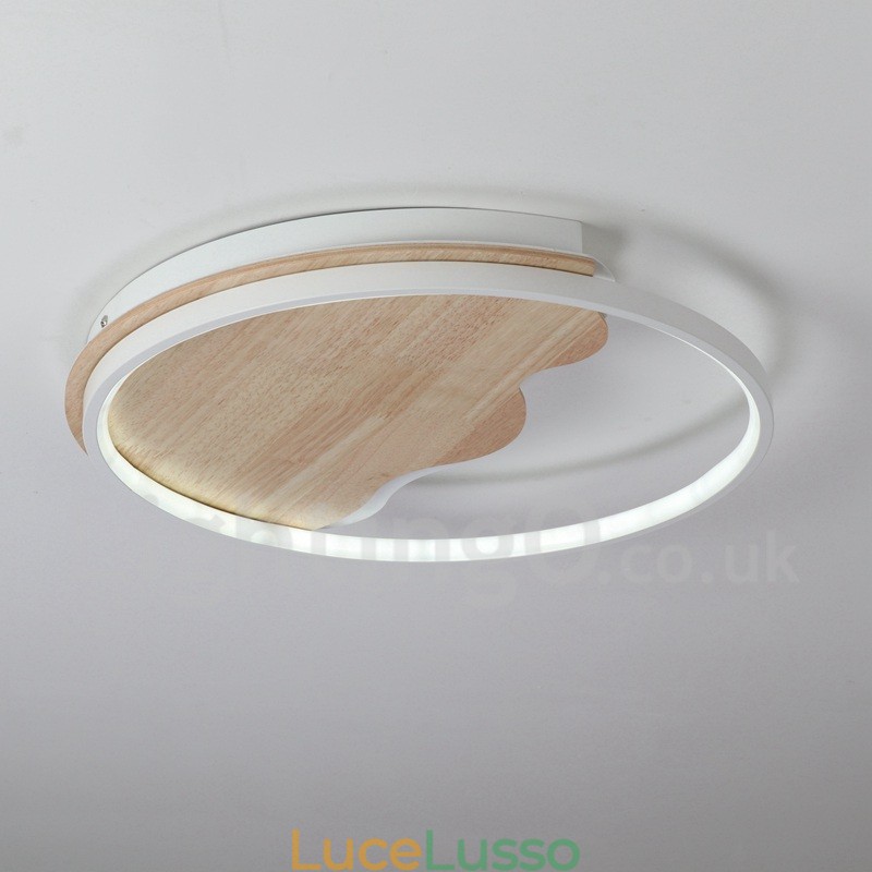 Lampada da soffitto rotonda in legno bianco dimmerabile con nuvola, lampada da soffitto ultrasottile, utilizzabile anche come applique