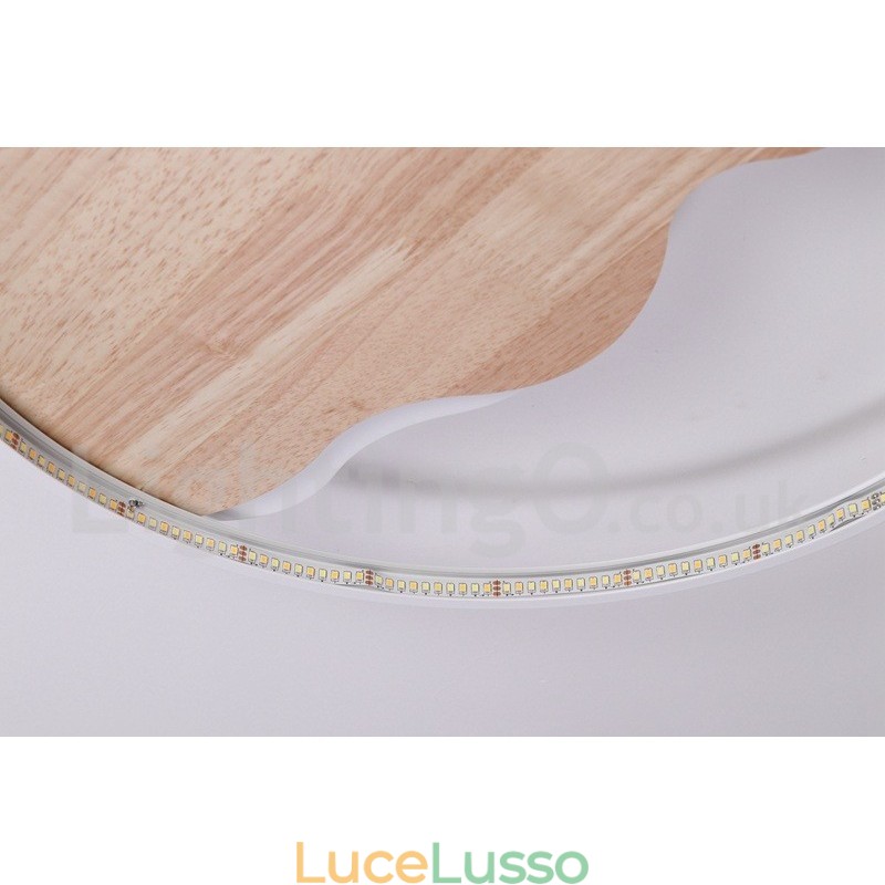 Lampada da soffitto rotonda in legno bianco dimmerabile con nuvola, lampada da soffitto ultrasottile, utilizzabile anche come applique