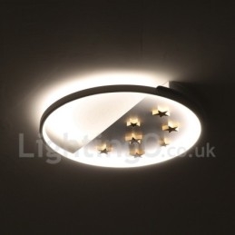 Lampada da soffitto rotonda in legno con stelle bianche dimmerabili, lampada da soffitto ultrasottile, utilizzabile anche come applique
