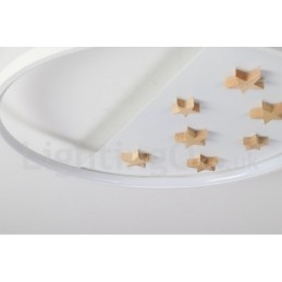 Lampada da soffitto rotonda in legno con stelle bianche dimmerabili, lampada da soffitto ultrasottile, utilizzabile anche come applique