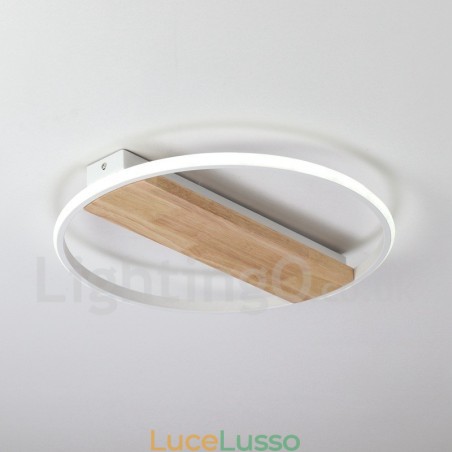 Lampada da soffitto rotonda in legno bianco dimmerabile, lampada da soffitto ultrasottile, utilizzabile anche come applique Lampada da soffitto rotonda in legno bianco dimmerabile, lampada da soffitto ultrasottile, utilizzabile anche come applique