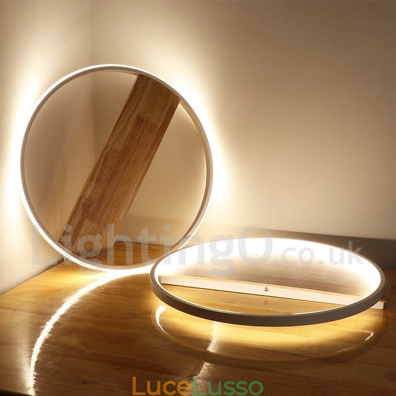 Lampada da soffitto rotonda in legno bianco dimmerabile, lampada da soffitto ultrasottile, utilizzabile anche come applique
