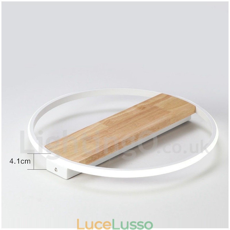 Lampada da soffitto rotonda in legno bianco dimmerabile, lampada da soffitto ultrasottile, utilizzabile anche come applique