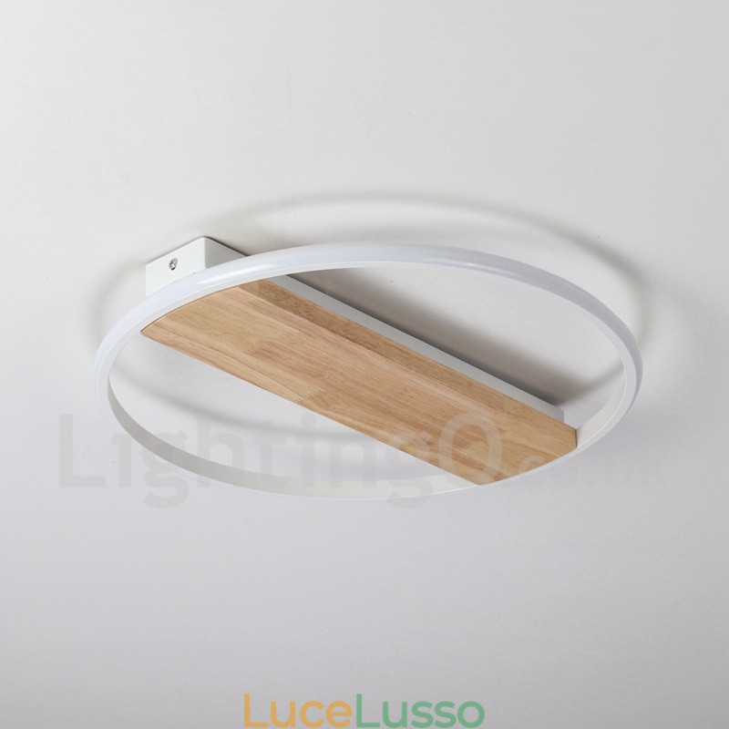 Lampada da soffitto rotonda in legno bianco dimmerabile, lampada da soffitto ultrasottile, utilizzabile anche come applique