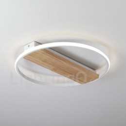 Lampada da soffitto rotonda in legno bianco dimmerabile, lampada da soffitto ultrasottile, utilizzabile anche come applique