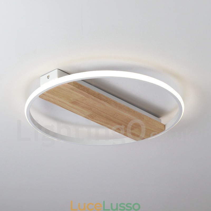 Lampada da soffitto rotonda in legno bianco dimmerabile, lampada da soffitto ultrasottile, utilizzabile anche come applique