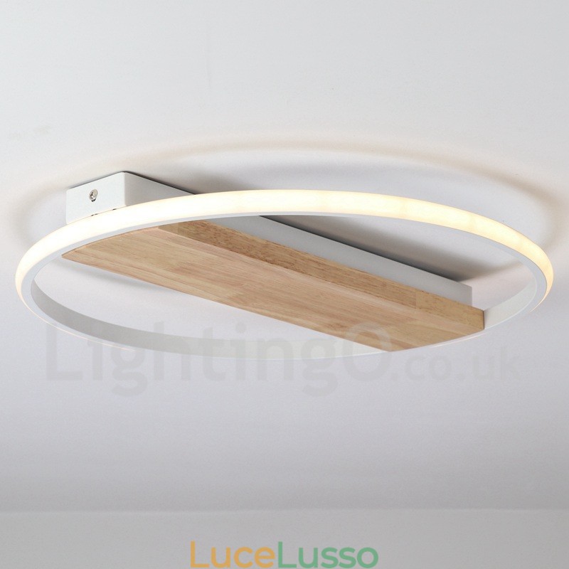 Lampada da soffitto rotonda in legno bianco dimmerabile, lampada da soffitto ultrasottile, utilizzabile anche come applique