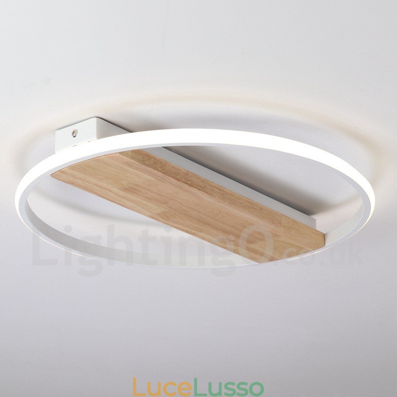 Lampada da soffitto rotonda in legno bianco dimmerabile, lampada da soffitto ultrasottile, utilizzabile anche come applique