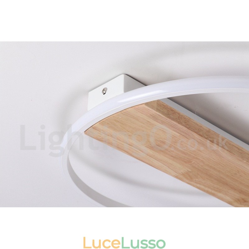 Lampada da soffitto rotonda in legno bianco dimmerabile, lampada da soffitto ultrasottile, utilizzabile anche come applique