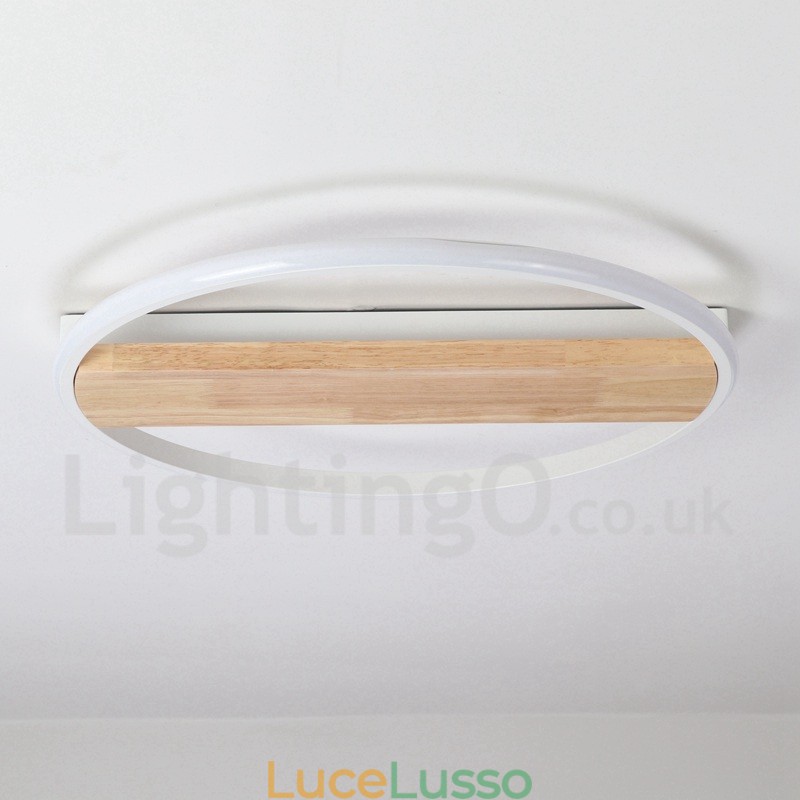 Lampada da soffitto rotonda in legno bianco dimmerabile, lampada da soffitto ultrasottile, utilizzabile anche come applique