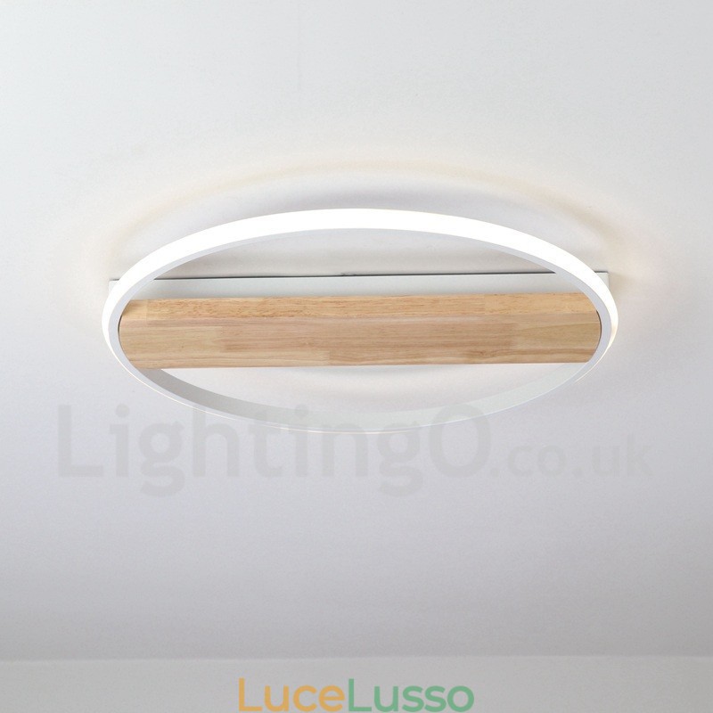 Lampada da soffitto rotonda in legno bianco dimmerabile, lampada da soffitto ultrasottile, utilizzabile anche come applique