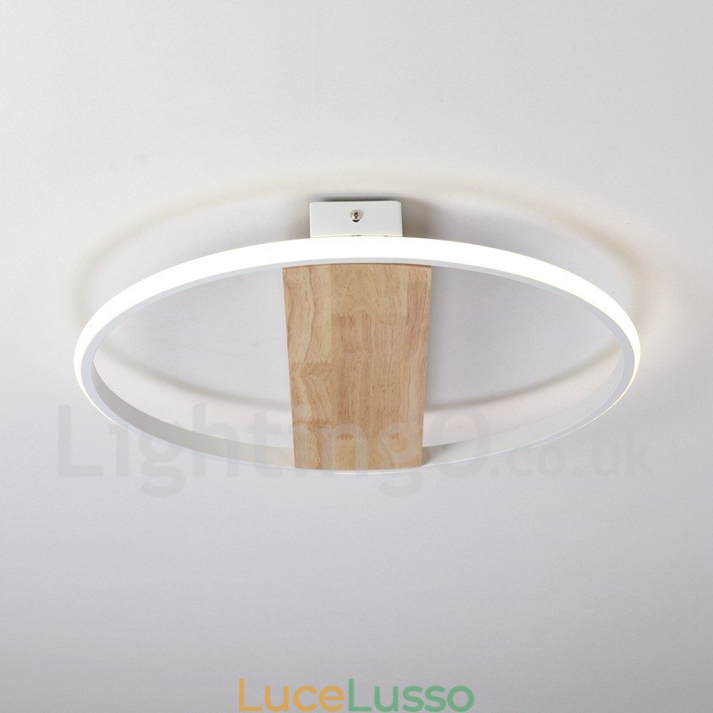 Lampada da soffitto rotonda in legno bianco dimmerabile, lampada da soffitto ultrasottile, utilizzabile anche come applique