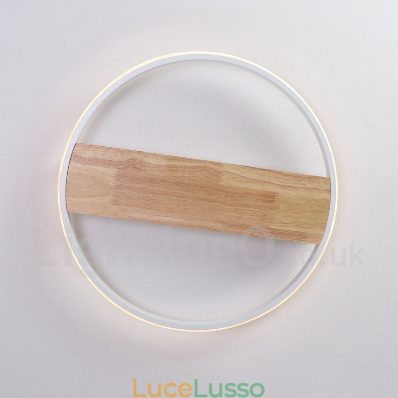 Lampada da soffitto rotonda in legno bianco dimmerabile, lampada da soffitto ultrasottile, utilizzabile anche come applique