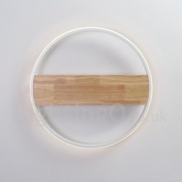 Lampada da soffitto rotonda in legno bianco dimmerabile, lampada da soffitto ultrasottile, utilizzabile anche come applique