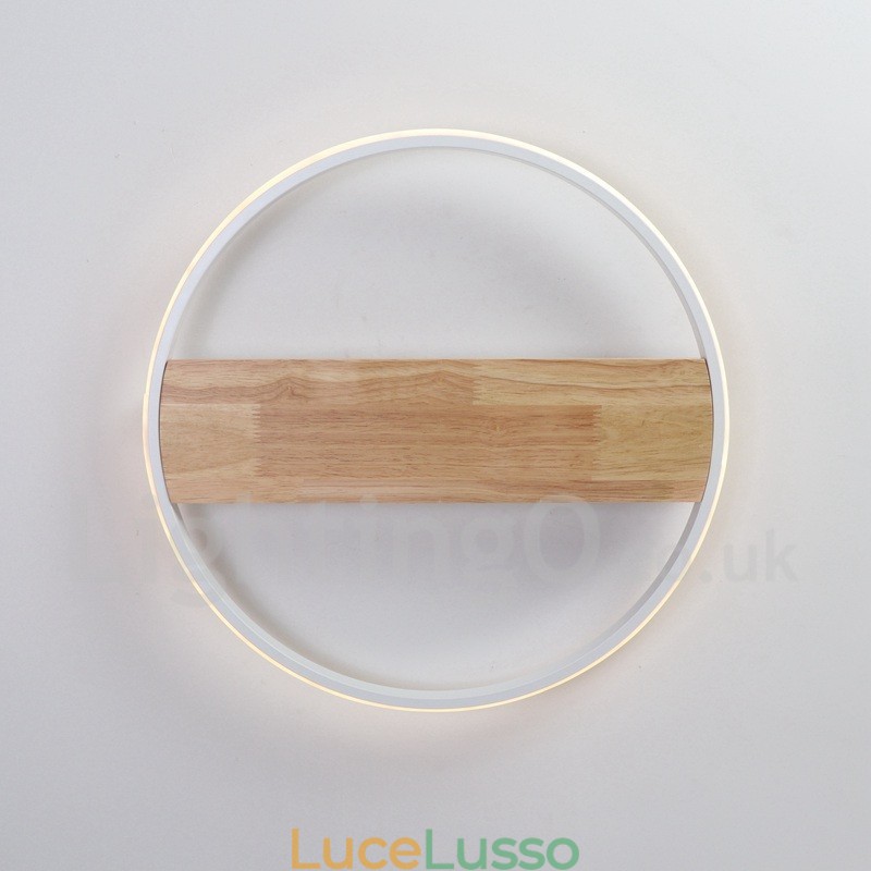Lampada da soffitto rotonda in legno bianco dimmerabile, lampada da soffitto ultrasottile, utilizzabile anche come applique