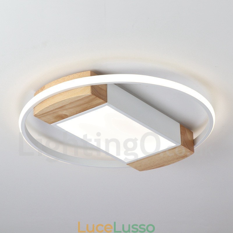 Lampada da soffitto rotonda in legno bianco dimmerabile, lampada da soffitto ultrasottile, utilizzabile anche come applique