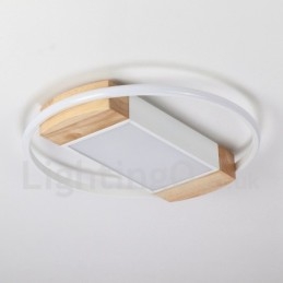 Lampada da soffitto rotonda in legno bianco dimmerabile, lampada da soffitto ultrasottile, utilizzabile anche come applique