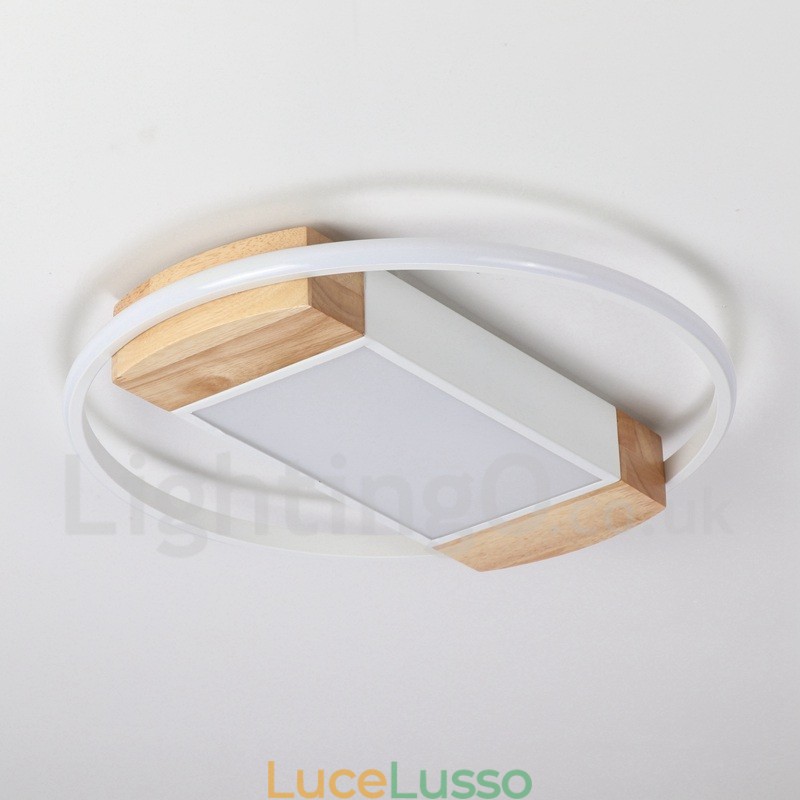 Lampada da soffitto rotonda in legno bianco dimmerabile, lampada da soffitto ultrasottile, utilizzabile anche come applique