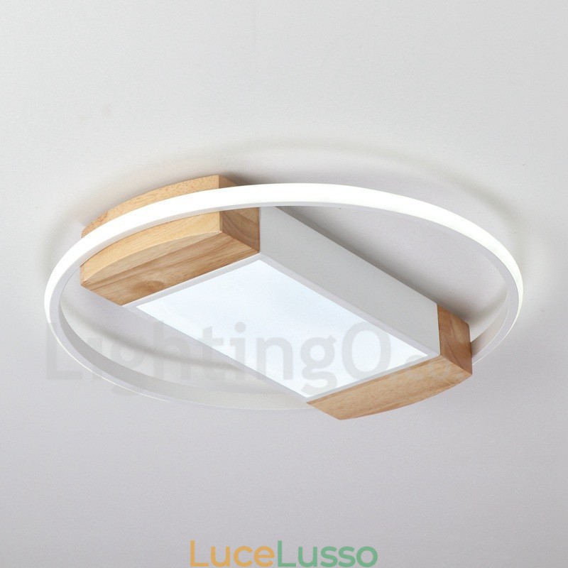 Lampada da soffitto rotonda in legno bianco dimmerabile, lampada da soffitto ultrasottile, utilizzabile anche come applique