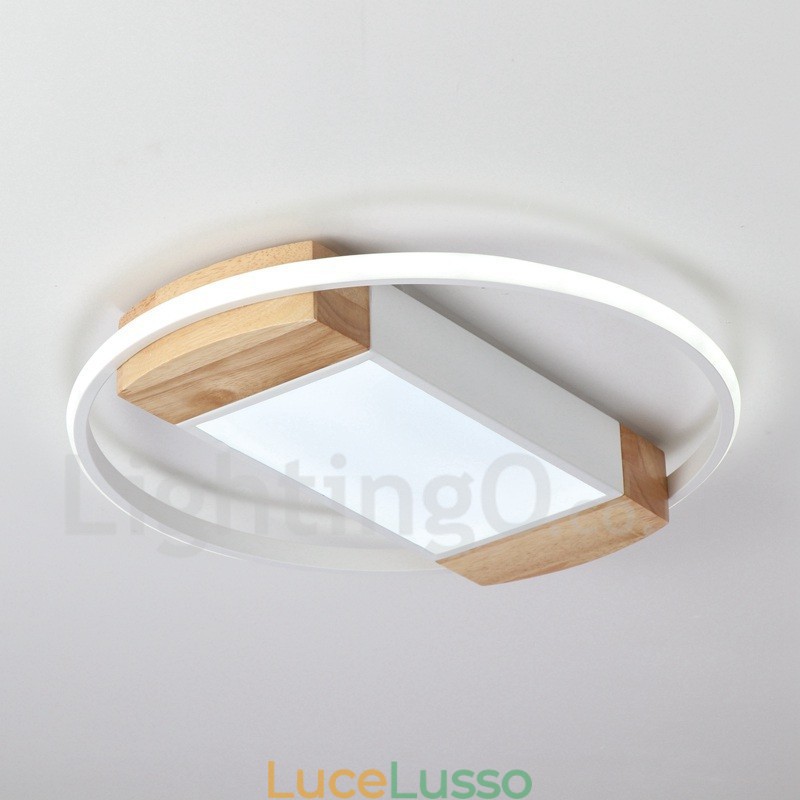 Lampada da soffitto rotonda in legno bianco dimmerabile, lampada da soffitto ultrasottile, utilizzabile anche come applique