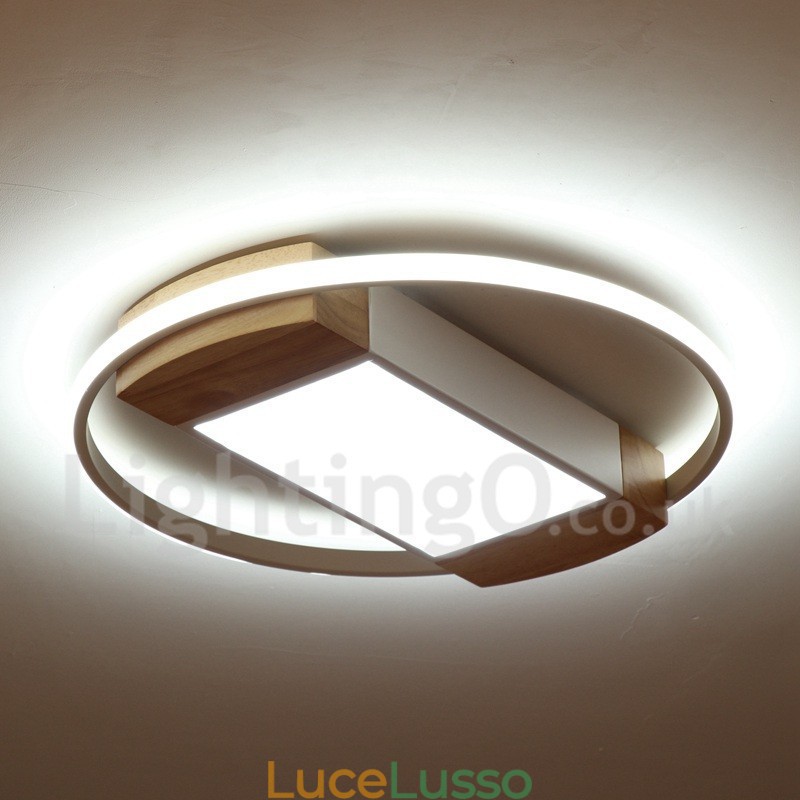 Lampada da soffitto rotonda in legno bianco dimmerabile, lampada da soffitto ultrasottile, utilizzabile anche come applique