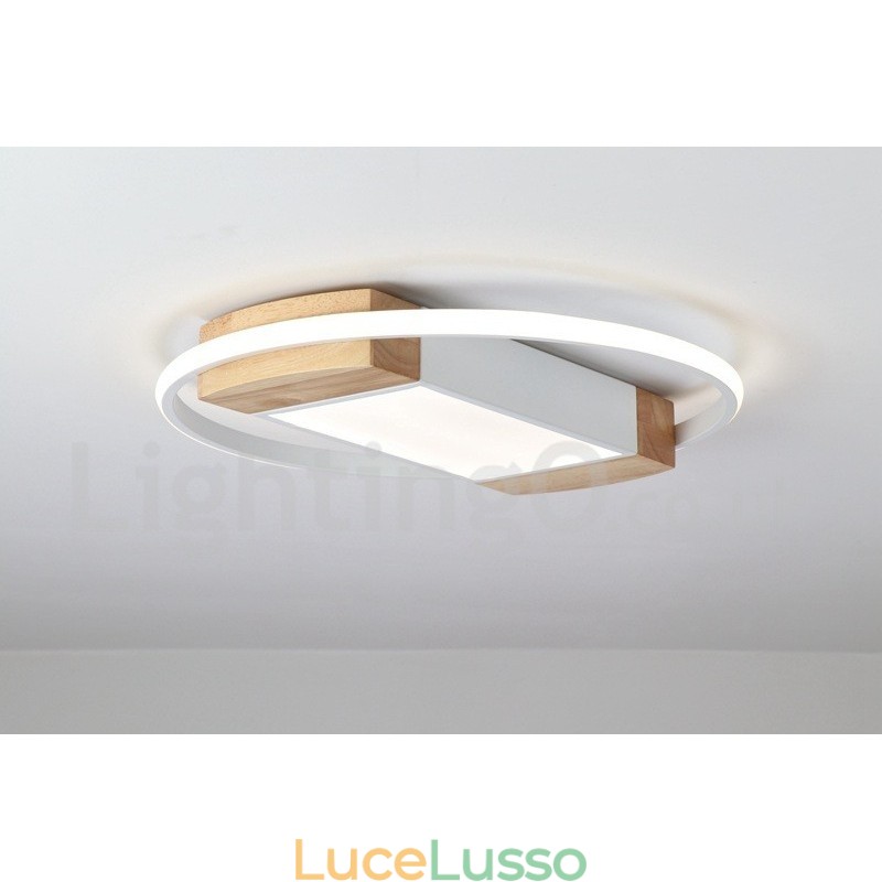 Lampada da soffitto rotonda in legno bianco dimmerabile, lampada da soffitto ultrasottile, utilizzabile anche come applique