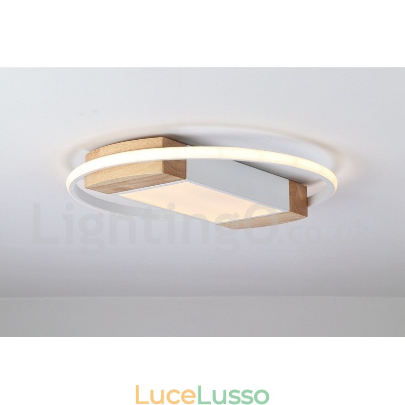 Lampada da soffitto rotonda in legno bianco dimmerabile, lampada da soffitto ultrasottile, utilizzabile anche come applique