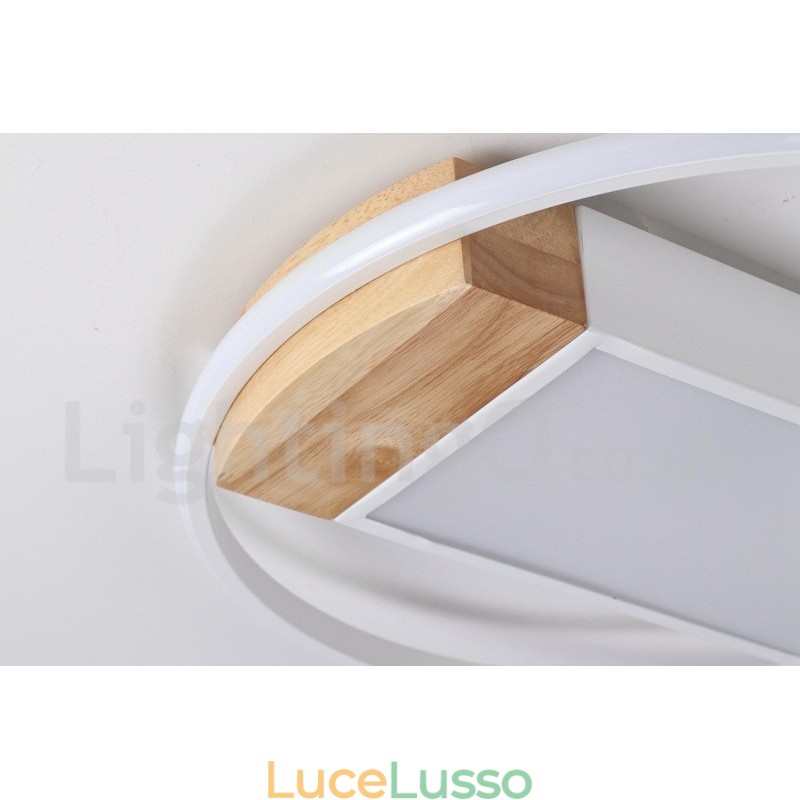 Lampada da soffitto rotonda in legno bianco dimmerabile, lampada da soffitto ultrasottile, utilizzabile anche come applique