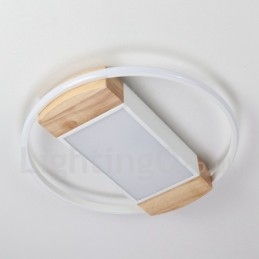 Lampada da soffitto rotonda in legno bianco dimmerabile, lampada da soffitto ultrasottile, utilizzabile anche come applique