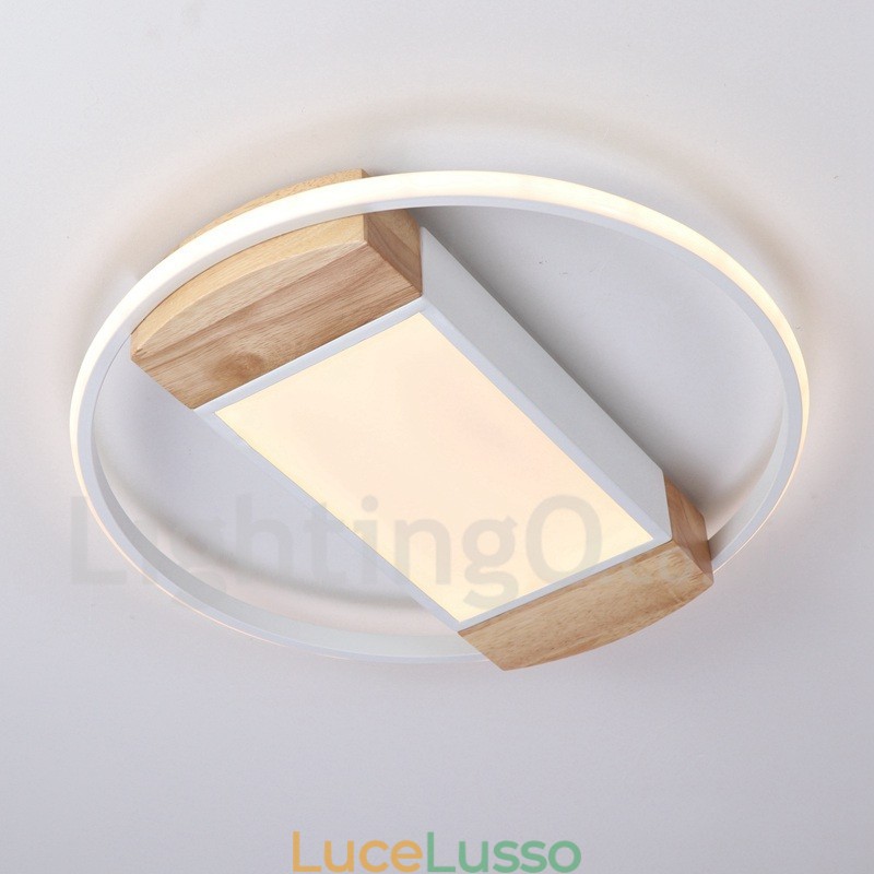 Lampada da soffitto rotonda in legno bianco dimmerabile, lampada da soffitto ultrasottile, utilizzabile anche come applique
