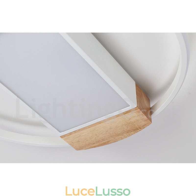 Lampada da soffitto rotonda in legno bianco dimmerabile, lampada da soffitto ultrasottile, utilizzabile anche come applique