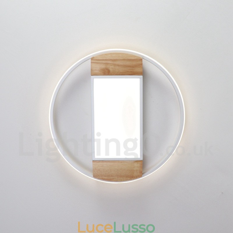 Lampada da soffitto rotonda in legno bianco dimmerabile, lampada da soffitto ultrasottile, utilizzabile anche come applique