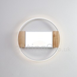 Lampada da soffitto rotonda in legno bianco dimmerabile, lampada da soffitto ultrasottile, utilizzabile anche come applique
