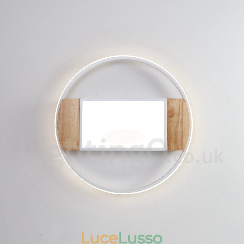 Lampada da soffitto rotonda in legno bianco dimmerabile, lampada da soffitto ultrasottile, utilizzabile anche come applique