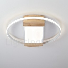 Lampada da soffitto rotonda in legno bianco dimmerabile, lampada da soffitto ultrasottile, utilizzabile anche come applique