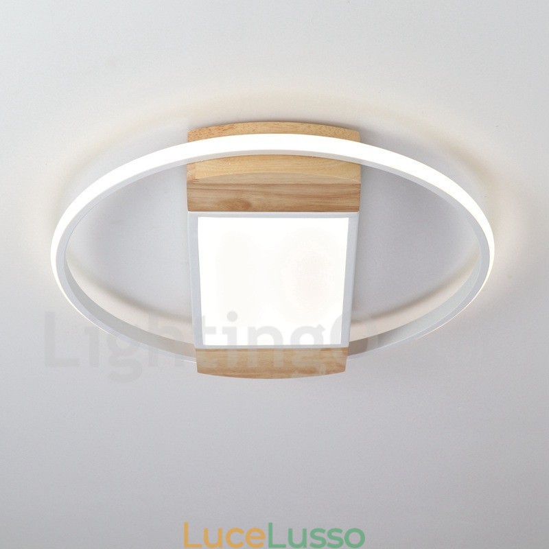 Lampada da soffitto rotonda in legno bianco dimmerabile, lampada da soffitto ultrasottile, utilizzabile anche come applique