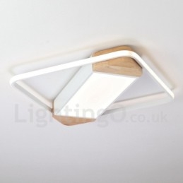 Lampada da soffitto in legno quadrata bianca dimmerabile, lampada da soffitto ultrasottile, utilizzabile anche come applique