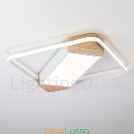 Lampada da soffitto in legno quadrata bianca dimmerabile, lampada da soffitto ultrasottile, utilizzabile anche come applique Lampada da soffitto in legno quadrata bianca dimmerabile, lampada da soffitto ultrasottile, utilizzabile anche come applique