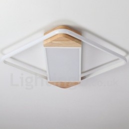 Lampada da soffitto in legno quadrata bianca dimmerabile, lampada da soffitto ultrasottile, utilizzabile anche come applique