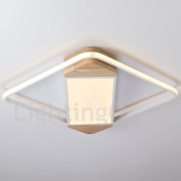 Lampada da soffitto in legno quadrata bianca dimmerabile, lampada da soffitto ultrasottile, utilizzabile anche come applique