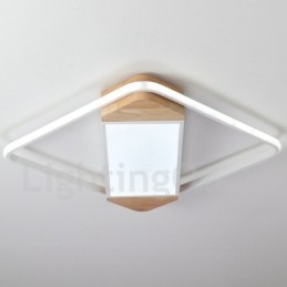 Lampada da soffitto in legno quadrata bianca dimmerabile, lampada da soffitto ultrasottile, utilizzabile anche come applique