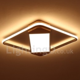 Lampada da soffitto in legno quadrata bianca dimmerabile, lampada da soffitto ultrasottile, utilizzabile anche come applique