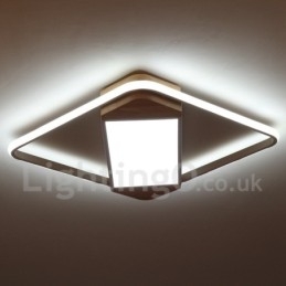 Lampada da soffitto in legno quadrata bianca dimmerabile, lampada da soffitto ultrasottile, utilizzabile anche come applique