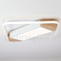 Lampada da soffitto in legno quadrata bianca dimmerabile, lampada da soffitto ultrasottile, utilizzabile anche come applique