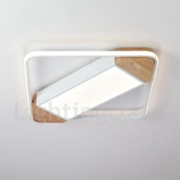 Lampada da soffitto in legno quadrata bianca dimmerabile, lampada da soffitto ultrasottile, utilizzabile anche come applique
