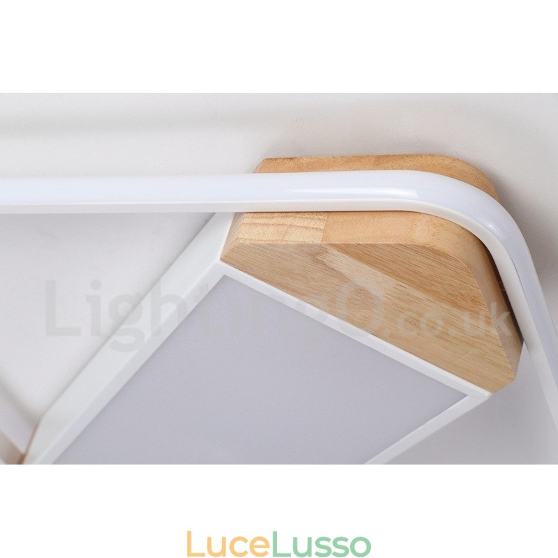 Lampada da soffitto in legno quadrata bianca dimmerabile, lampada da soffitto ultrasottile, utilizzabile anche come applique
