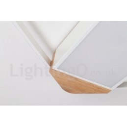 Lampada da soffitto in legno quadrata bianca dimmerabile, lampada da soffitto ultrasottile, utilizzabile anche come applique