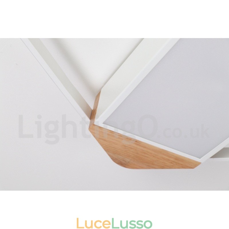 Lampada da soffitto in legno quadrata bianca dimmerabile, lampada da soffitto ultrasottile, utilizzabile anche come applique