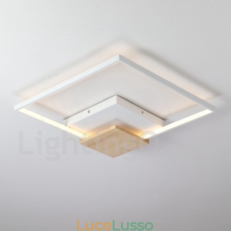 Lampada da soffitto in legno quadrata bianca dimmerabile, lampada da soffitto ultrasottile, utilizzabile anche come applique Lampada da soffitto in legno quadrata bianca dimmerabile, lampada da soffitto ultrasottile, utilizzabile anche come applique
